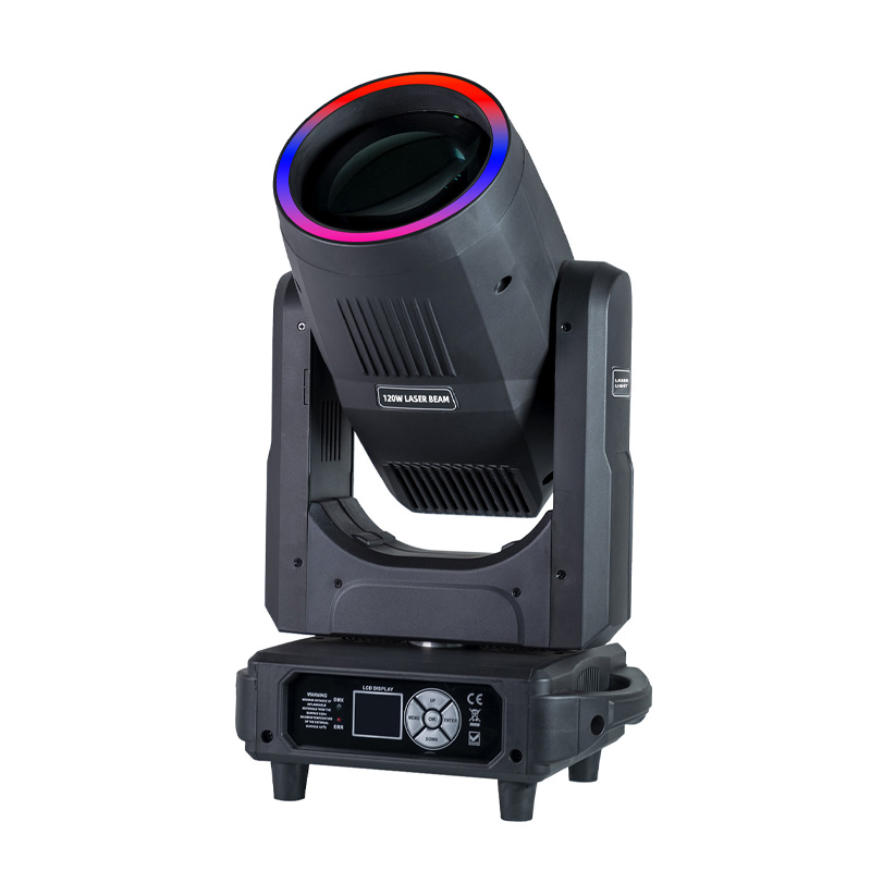 120W laser beam light 160mm front lens producing intense narrow beam with high penetration
